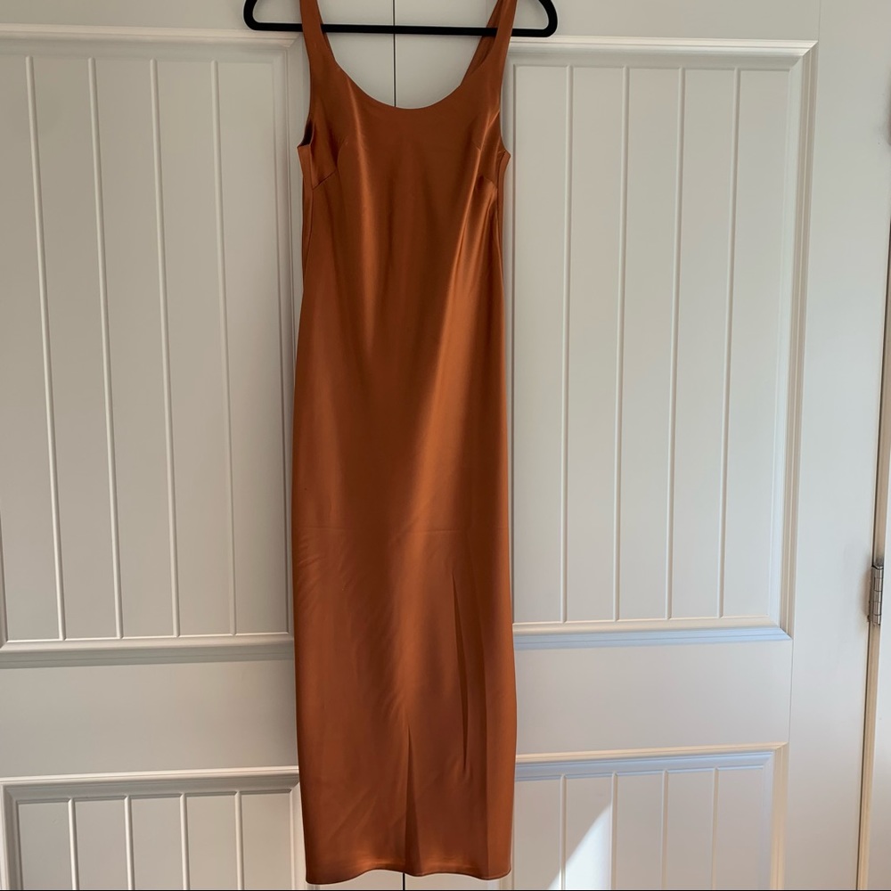 ASOS Scoop Neck Burnt Orange Midi Dress